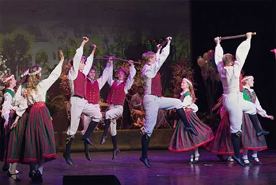 Estonian Dance Ensemble SÕLEKE performing traditional folk dance at IEFF Vietnam 2026